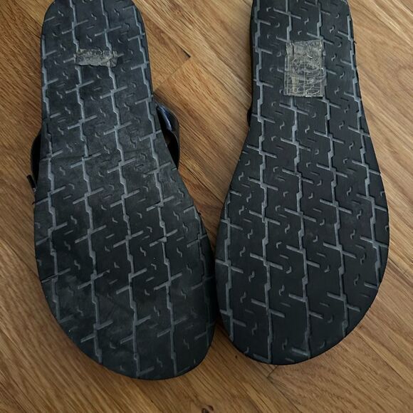 Michael Kors Black Croc-Pattern Flip Flops - Picture 2 of 4